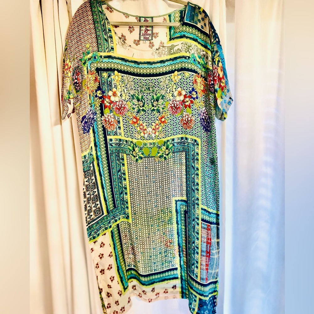 Johnny Was Tunic Size L Modeli Side Slit Multi Color